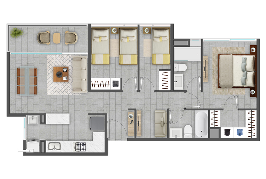 890x600depto_b Condominio Los Cerezos